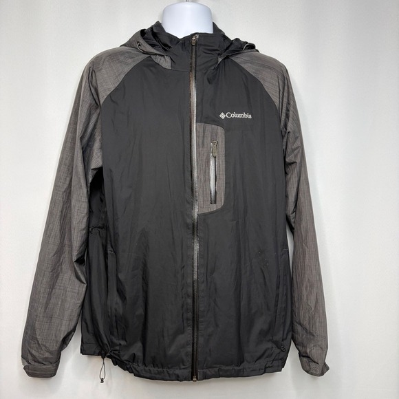 Columbia Other - Columbia Omni-Tech Hooded Waterproof Jacket Black Grey Mens Large Utility Tech